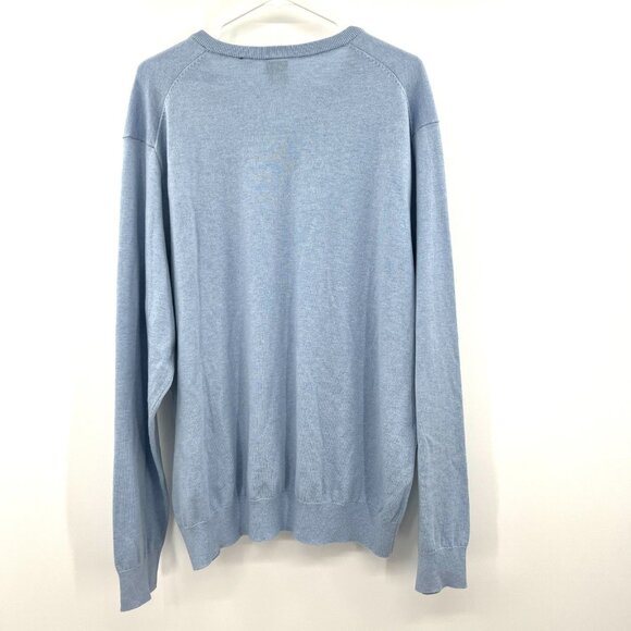 Dunning Cotton Silk Cashmere Blend V-Neck Blue Sweater Men's XXL - Picture 4 of 4